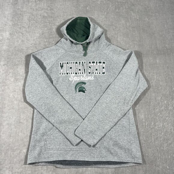 Michigan State Spartans Womens Medium Gray Colosseum Cowl Neck Hoodie - Picture 1 of 7